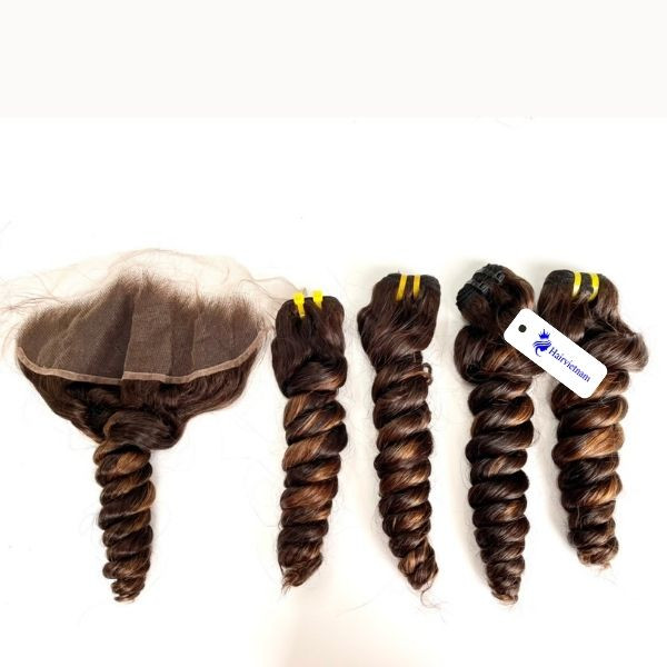 Human Hair Curls Bundles With Closure